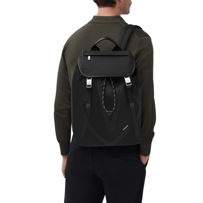 Black Rimowa Signature - Nylon Flap Large Backpacks | GIM0lqnaf2s