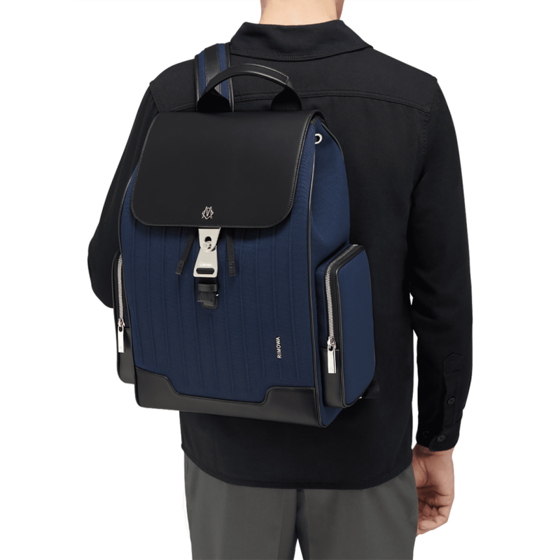 Navy Blue Black Rimowa Never Still - Canvas Flap Large Backpacks | Jkc1Y31MJnA