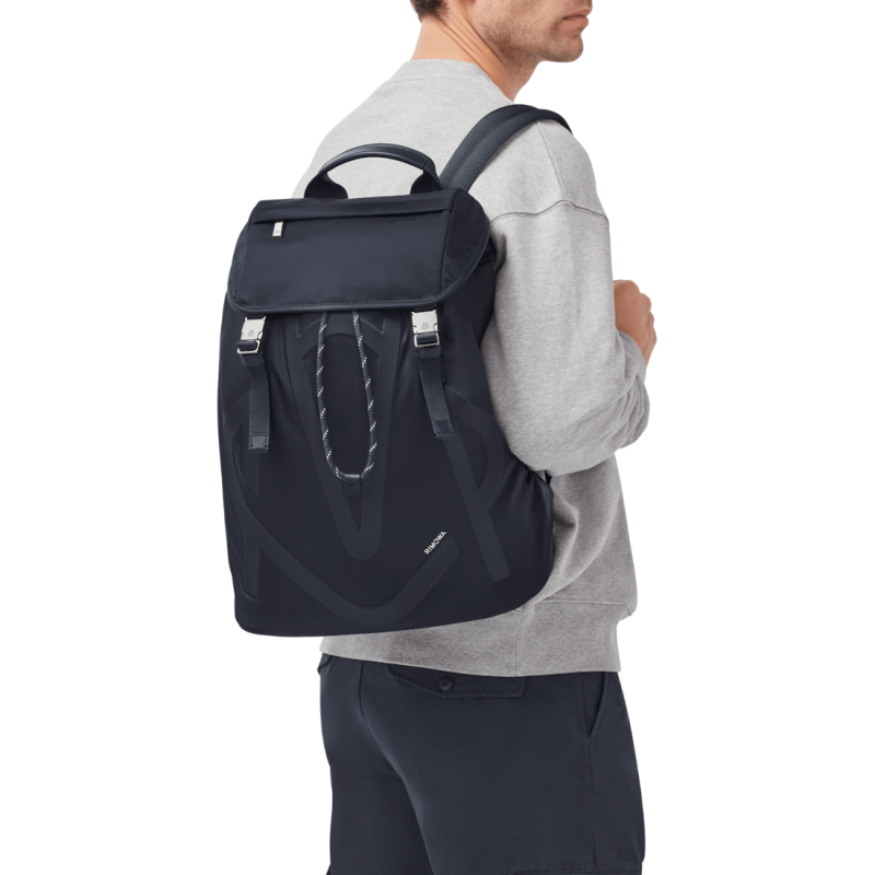 Navy Blue Rimowa Signature - Nylon Flap Large Backpacks | 31vo6XrgRet